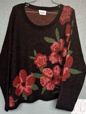 Andree By Unit OVERSIZED Floral Wool Blend Knit Sweater 
Size small NWOT